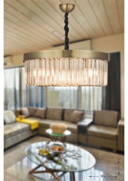 Avizemoda Desina 50'lik Kristal Taşlı Lüks Avize (Eskitme Kaplama)