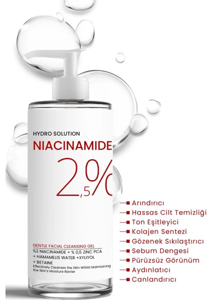 Hydro Solution %2 Niacinamide + %0,5 Zinc Pca Temizleme Jeli 200 ml