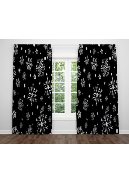 Snow Temalı Dijital Baskı Çift Kanat Fon Perde 140X240