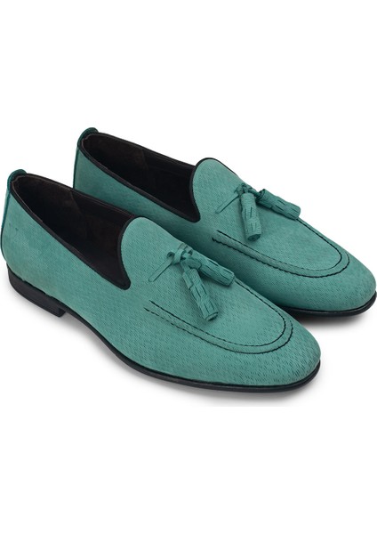 Nubuk Yeşil Erkek Loafer Ayakkabı - 01701MYSLC01