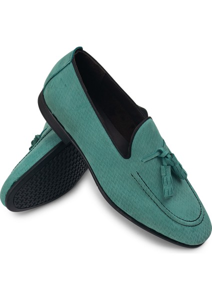 Nubuk Yeşil Erkek Loafer Ayakkabı - 01701MYSLC01