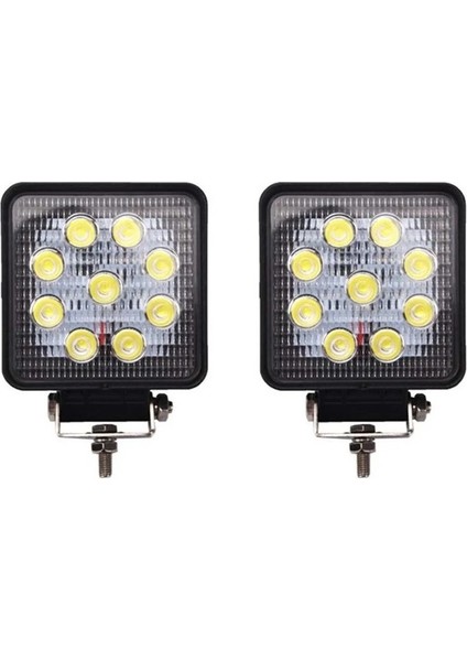 9 LED Kare Off Road Sis Farı Çalışma Lambası 2 Adet 10-30V 27W