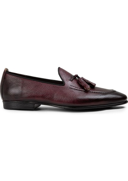 Deri Bordo Erkek Loafer - 01701MBRDC10