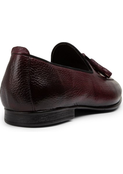 Deri Bordo Erkek Loafer - 01701MBRDC10