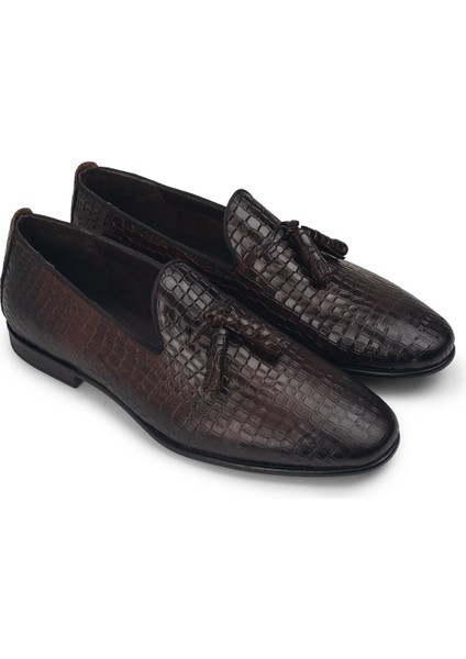 Deri Kahverengi Erkek Püsküllü Loafer - 01702MKHVC19