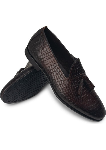 Deri Kahverengi Erkek Püsküllü Loafer - 01702MKHVC19 modelleri