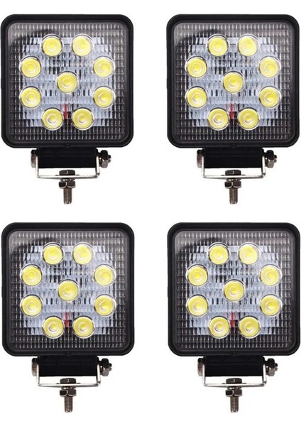 9 LED Kare Off Road Sis Farı Çalışma Lambası 4 Adet 10-30V 27W