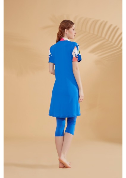 Desenli Saks Taytlı Yarı Kapalı Mayo M2371 fırsatları