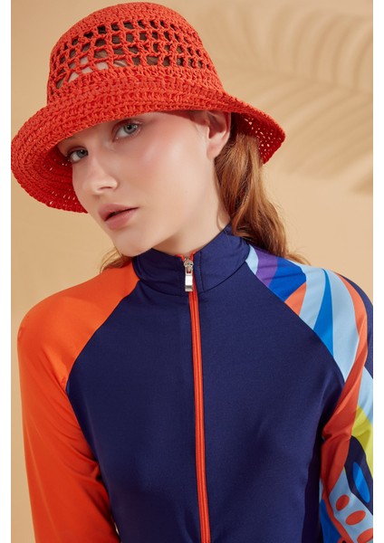 Lacivert Taytlı Yarı Kapalı Mayo M2372 fırsatları