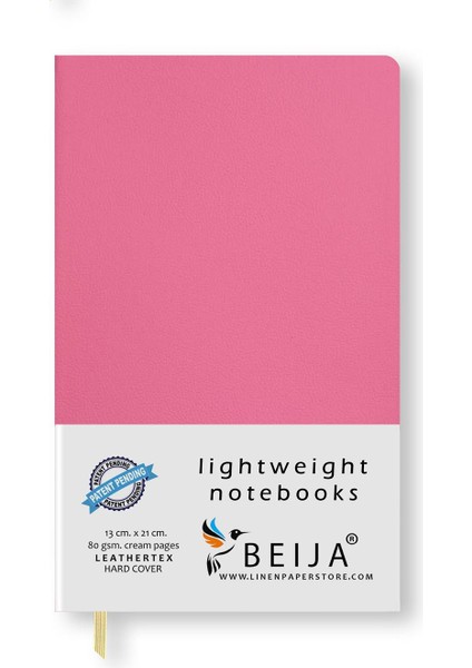 Düz Renk Pembe Derı Sert Kapak 13X21 Cm. Haff Not Defter