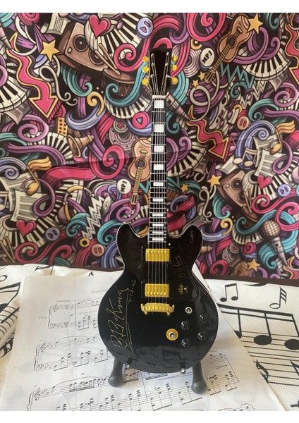 Elektro Gitar El Yapımı Ahşap Minyatür Biblo 25 cm B.b. King Imza Elektro Gitar fiyatları