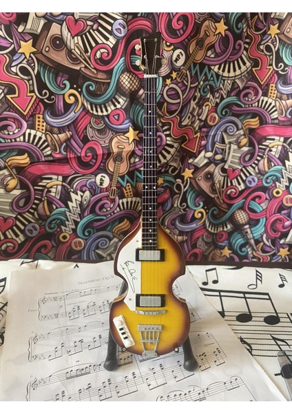 Bas Gitar El Yapımı Ahşap Minyatür Biblo 26 cm 9 Paul Mccartney Orıgınal Vıolın Bass fiyatları