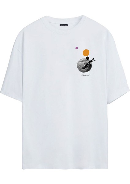 Unisex Sandal ve Ay Baskılı Beyaz Oversize Tshirt fiyatları