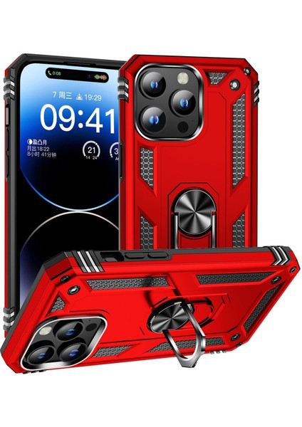 Apple iPhone 15 Pro Max Kılıf Vega Yüzüklü Standlı Zırh Kılıf