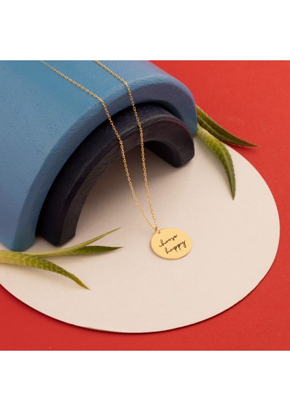 Isimli Daire Gümüş Kolye