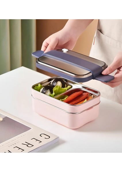 Bento 1200ML Çift Renk Lunchbox Yeni Koleksiyon 2 Katlı Çelik Sefer Tası Yemek Kutusu modelleri