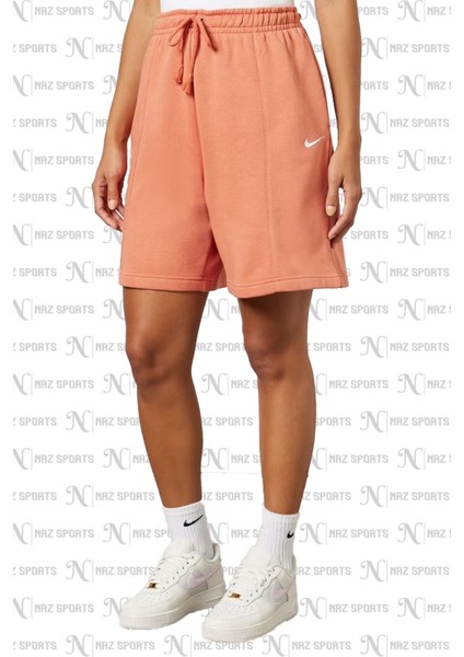 Sportswear Ess. Collt. Fleece High-Waisted Yüksek Belli Bol Kesim Turuncu Rengi Kadın Spor Şort