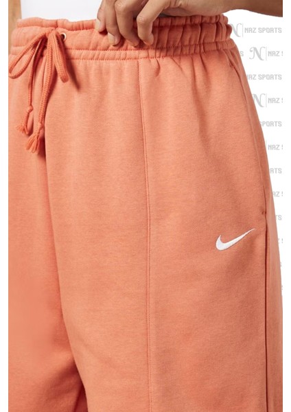Sportswear Ess. Collt. Fleece High-Waisted Yüksek Belli Bol Kesim Turuncu Rengi Kadın Spor Şort modelleri
