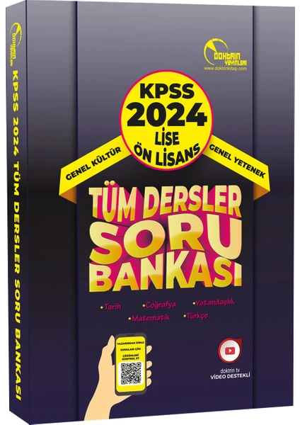 Doktrin Yayınları 2024 KPSS Lise Ön Lisans Tüm Dersler Tek Kitap Soru Bankası (3.000 Soru)