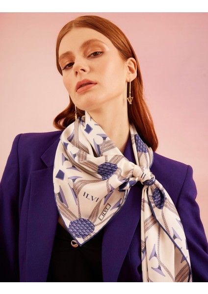 Herleif Kadın Eşarp Beyaz Mor İpek Twill fiyatları