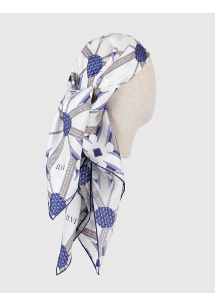 Herleif Kadın Eşarp Beyaz Mor İpek Twill modelleri