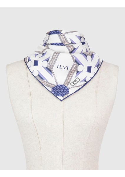 Herleif Kadın Eşarp Beyaz Mor İpek Twill fırsatları