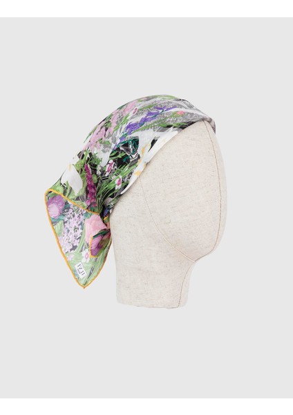 Darsena Kadın Bandana Siyah Beyaz Renkli İpek Şifon