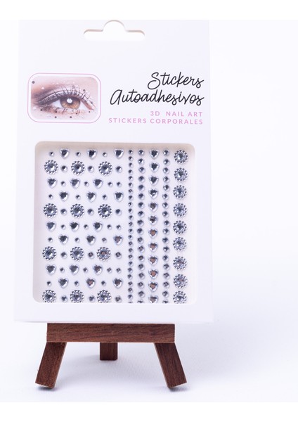 Yuvarlak, kalpli ve karışık biçimli yüz ve vücut stickerı makyaj taşı 3 kutu