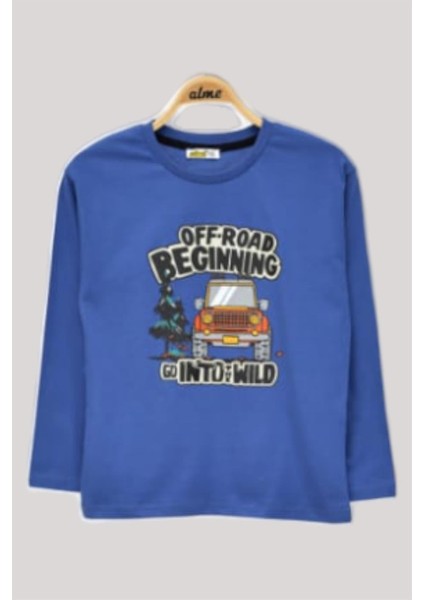 Erkek Çock Off-Road Baskılı Uzun Kollu T-Shirt 224045 Mavi