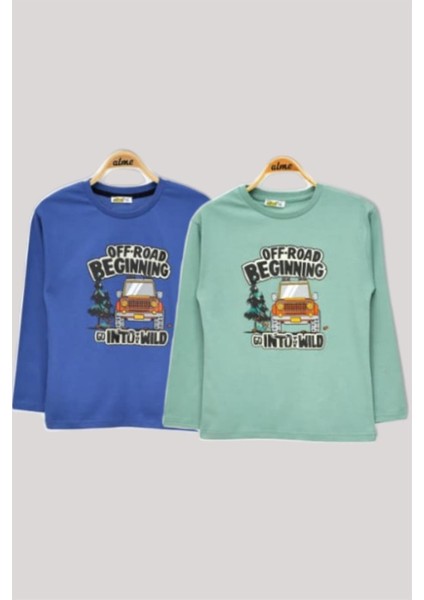 Erkek Çock Off-Road Baskılı Uzun Kollu T-Shirt 224045 Mavi fiyatları