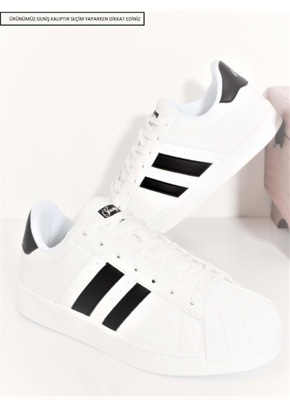 Konfores 1705-28787 Anatomik Tabanlı Süperstar Modeli Sneakers Ayakkabı - NKT01705-BEYAZ Siyah-43 fiyatları