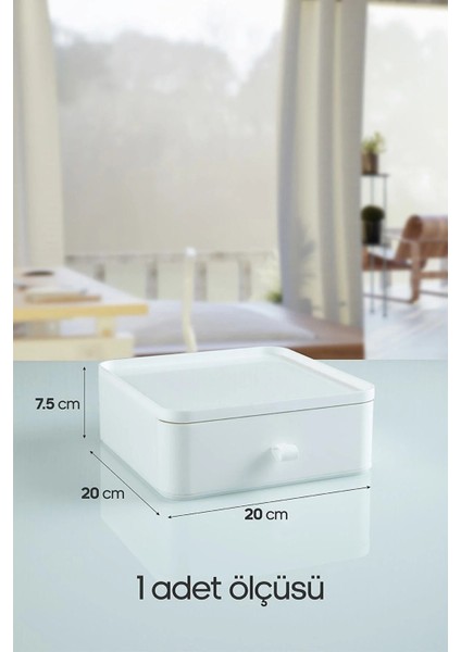 Lorebox 3lü Takı Makyaj ve Kozmetik Düzenleyici Çekmeceli Ofis Masa Organizeri Saklama Kutusu Beyaz modelleri