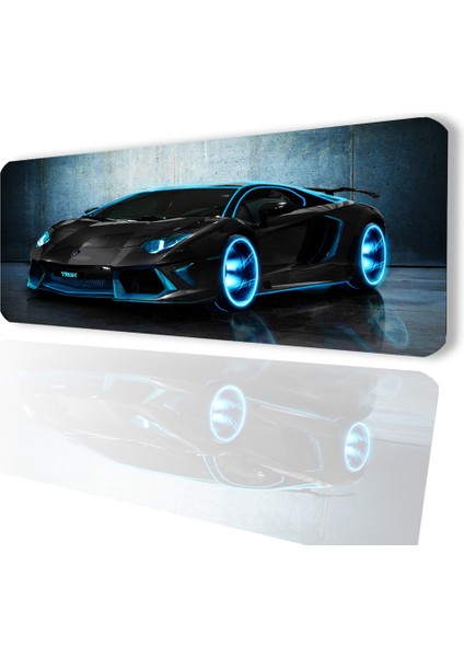 Tron Yarış Arabası Temalı Kaydırmaz Gaming Oyuncu Masaüstü Dikişsiz Siyah Klavye Pad 32X70CM fırsatları