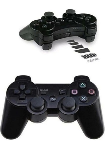 Double Titreşimli Ps3 Bluetooth Oyun Kolu Uyumlu Kablosuz Analog Gamepad Joystick Oyun Kolu