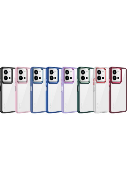 Vivo Y22 Kapak Metal Kamera Korumalı Arkası Şeffaf Silikon Kılıf - Siyah