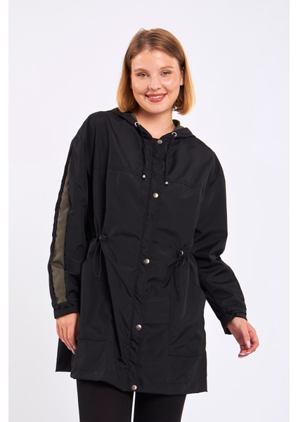 Micro Midi Siyah Kolları Detaylı Yağmurluk & Rüzgarlık modelleri