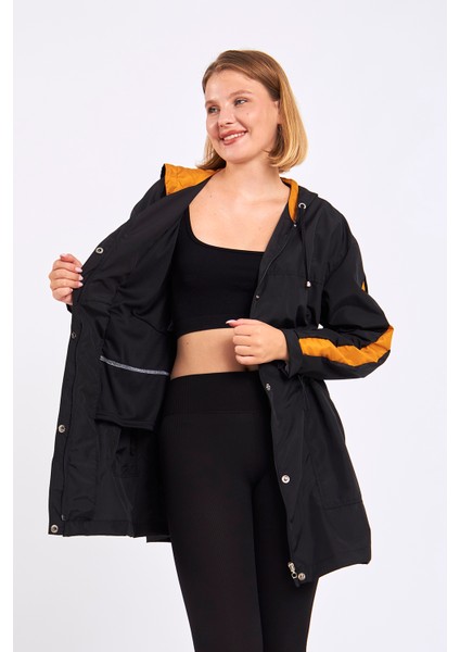 Micro Midi Siyah Kolları Detaylı Yağmurluk & Rüzgarlık fiyatları