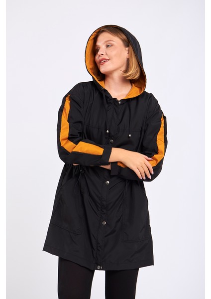 Micro Midi Siyah Kolları Detaylı Yağmurluk & Rüzgarlık modelleri