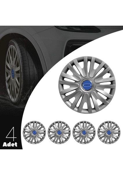 Ford Fiesta Van 14 Inç Jant Kapağı Amblemli Gri 4'lü Takım 123