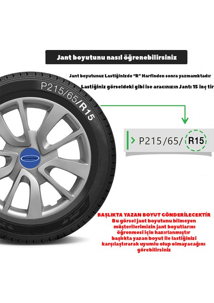Ford Connect 15 Inç Jant Kapağı Amblemli Gri 4 Adet 1 Takım 101