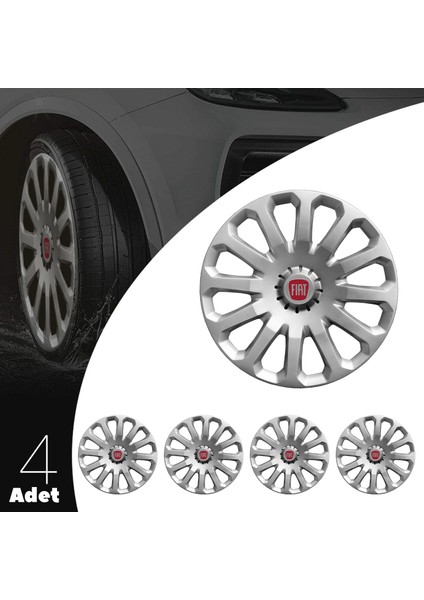 Fiat Fiorino 15 Inç Jant Kapağı Amblemli Gri 4 Adet 1 Takım 121