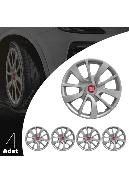 Fiat Idea 15 Inç Jant Kapağı Amblemli Gri 4 Adet 1 Takım 101