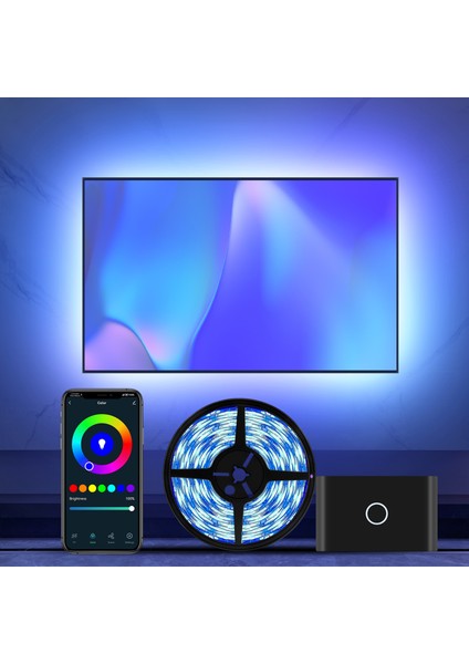 (66-85" TVler) HDMI Bağlantılı Görüntü ve Ortam Sesi Ile Senkronize Tv Arkası LED Işıklandırma Seti, HDMI Sync Box Set