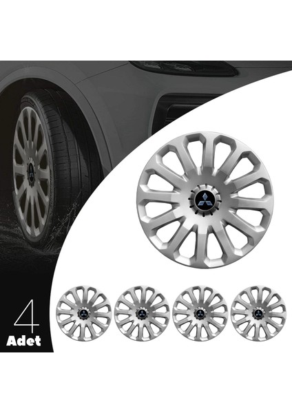 Mitsubishi Colt 15 Inç Jant Kapağı Amblemli Gri 4 Adet 1 Takım 121