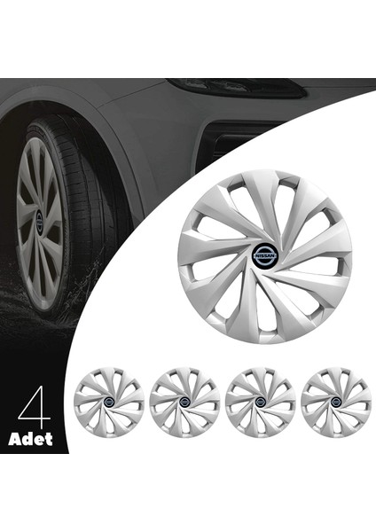Nissan Altima 15 Inç Uyumlu Jant Kapağı Amblemli Gri 4'lü Takım 130