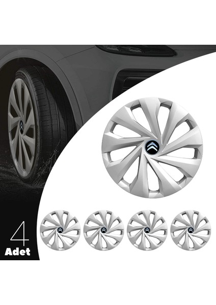 Citroen Ami 14 Inç Jant Kapağı Amblemli Gri 4 Adet 1 Takım 129