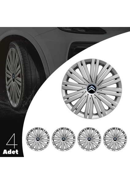 Citroen Ami 14 Inç Jant Kapağı Amblemli Gri 4 Adet 1 Takım 125