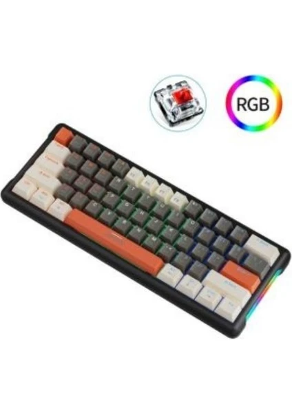 K610 Rgb Red Switch 61 Tuş Mini Gaming Oyuncu Kablolu Klavye Red Switch