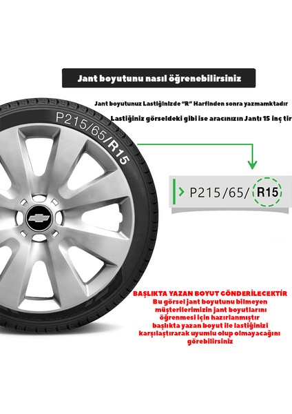 Chevrolet Rezzo Hb 15 Inç Jant Kapağı Amblemli Gri 4 Adet 1 Takım 110
