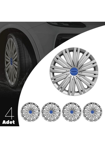 Ford Ka 15 Inç Uyumlu Jant Kapağı Amblemli Gri 4 Adet 1 Takım 126